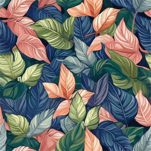 Seamless,Colorful,Tropical,Leaves,Pattern.,Seamless,Pattern,Of,Tropical,Leaves